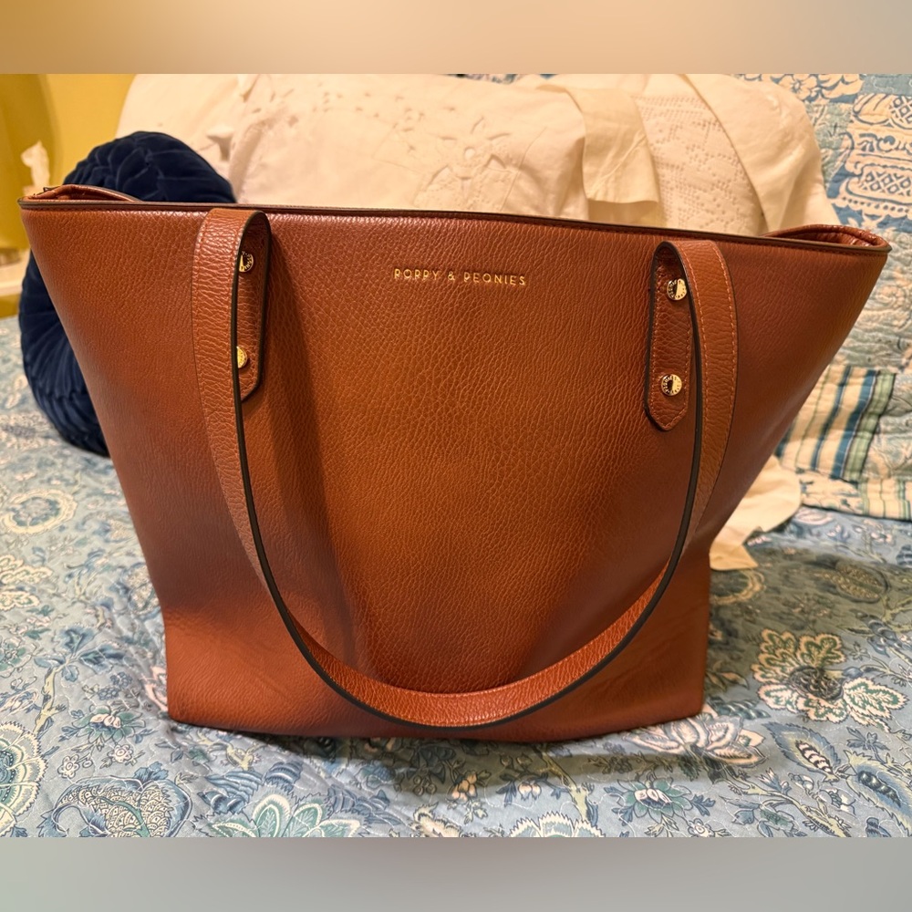 Poppy & Peonies Go Getter Tote Cognac